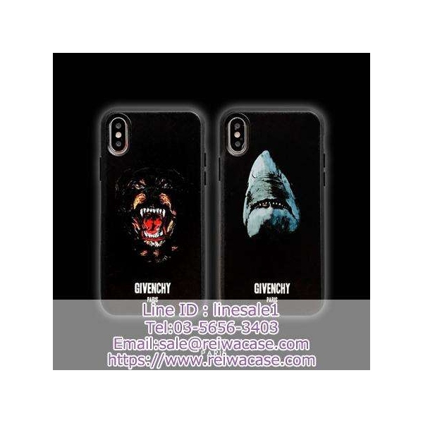 Givenchy アイフォンXs Maxケース ジバンシィ iPhoneXr Xs フルカバー 犬柄 サメ柄 個性黒