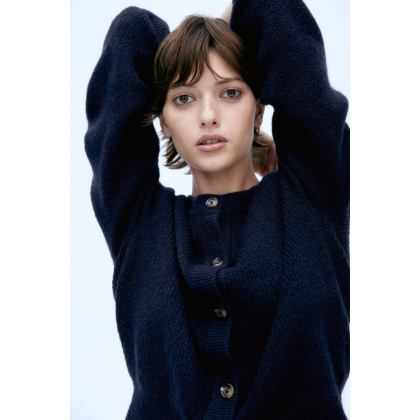 Rib Knit Cardigan - Navy blue - Ladies | H&M AU 2